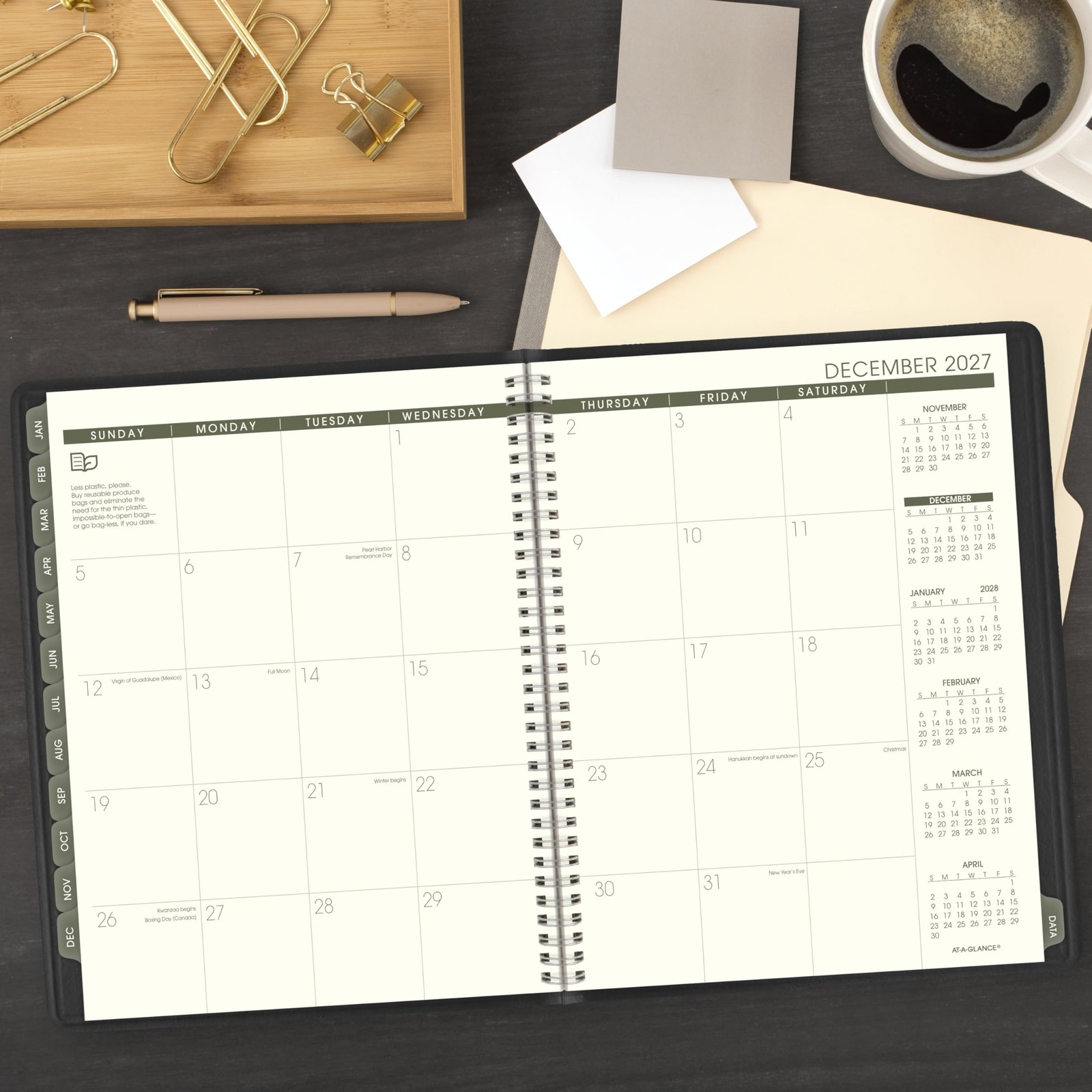 AT-A-GLANCE 2027 Appointment Book Planner, Weekly 8.25″ x 11″, Recycled Black