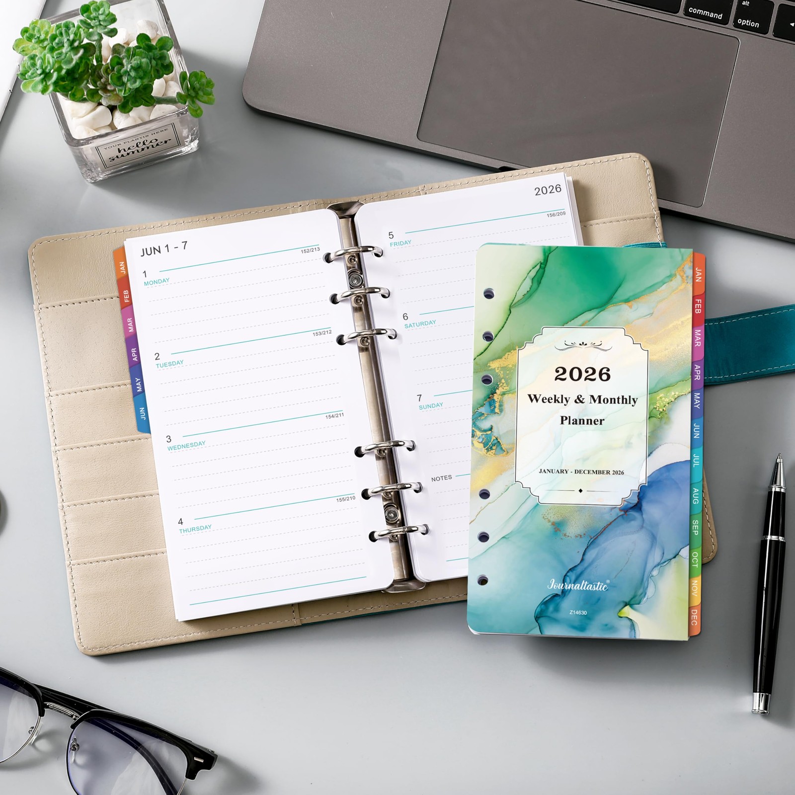 2026 A6 Planner Inserts – Monthly & Weekly Refills, 6-Hole Punched, 3.75″x6.75″
