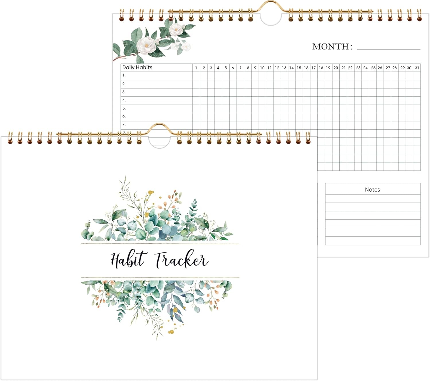 Habit Tracker Calendar – 12 Months Undated Daily Planner, 8″x10″, Weekly & Month