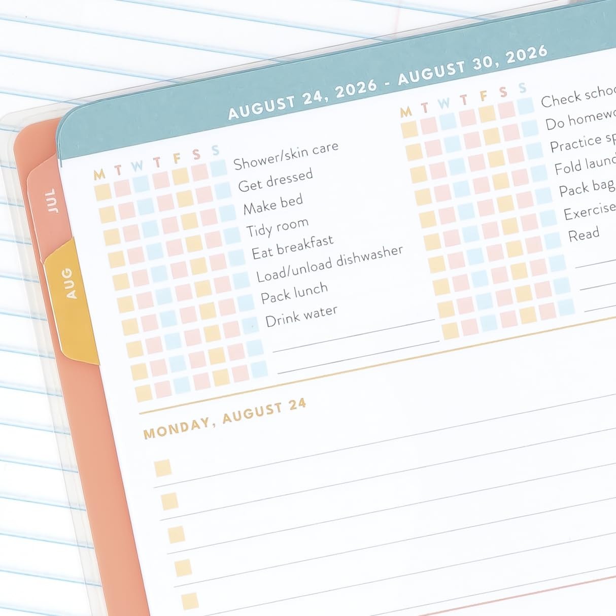 Passionate Penny 6.5 x 8.5 inches, 2026-2027 Student Planner – Pink Blocks
