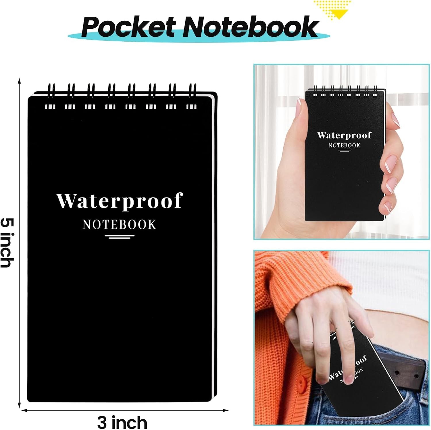 Day-Timer All Purpose Pocket Notes, Black, Pocket Size, 3 1/2″ x 6 1/2″, 3 Pack