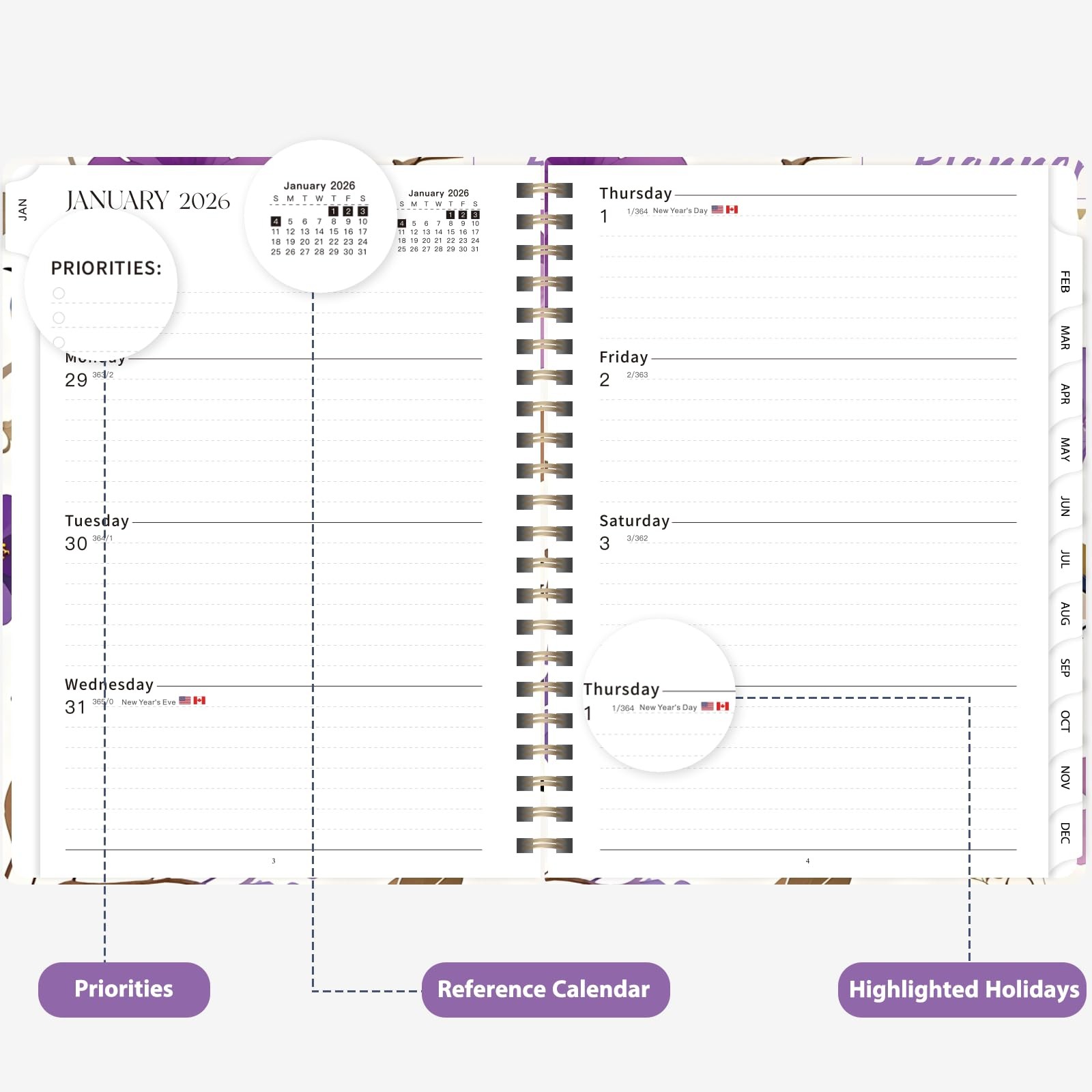 2026 Planner, Weekly and Monthly Calendar Planning Book, Jan 2026 – Dec 2026,…