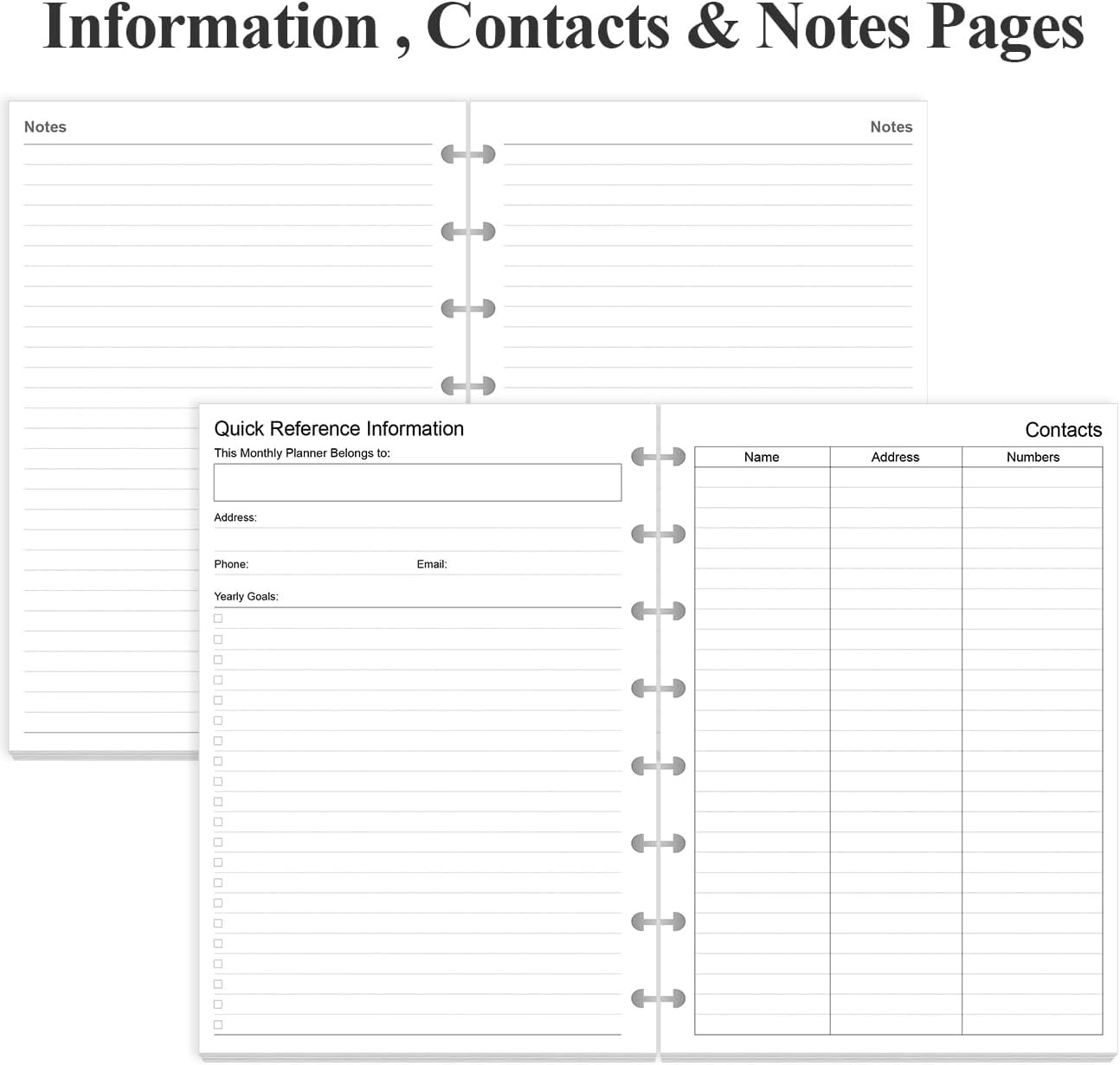 Junior Size Monthly Planner Refills – 53 Sheets/106 Pages Undated Colorful Mo…