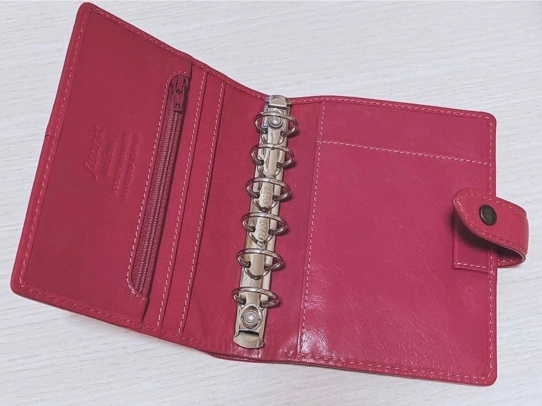 RARE Filofax Malden Pocket Organizer – Pink Fuchsia Leather – A7 Mini 6 Ring EUC