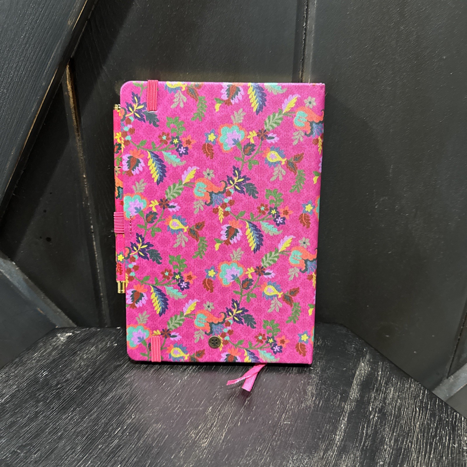Johnny Was Verney Journal and Pen Set Silk Blend Floral Pink Size 8.5″ x 6″ NEW
