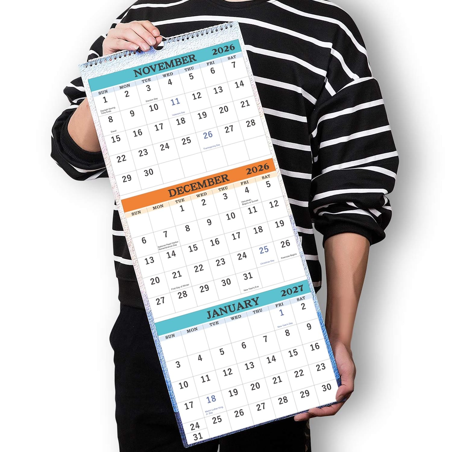 2026-2027 Wall Calendar – April 2026 – July 2027, 3-Month Large, White