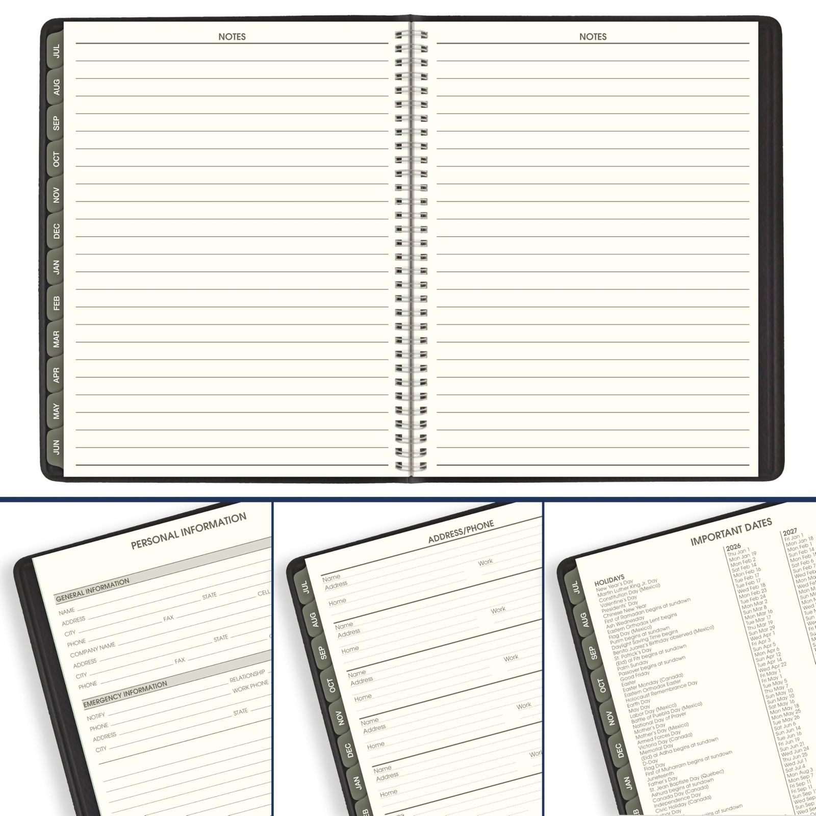 AT-A-GLANCE Planner 2026-2027 Weekly & 8.25 x 11 inches, Recycled Black