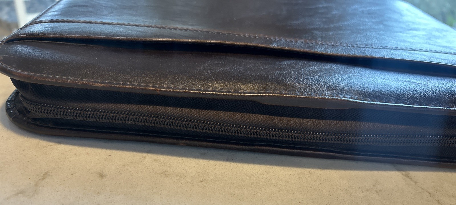 Day-Timer Leather Zippered Planner Cover, Brown, Folio 8 1/2 x 11