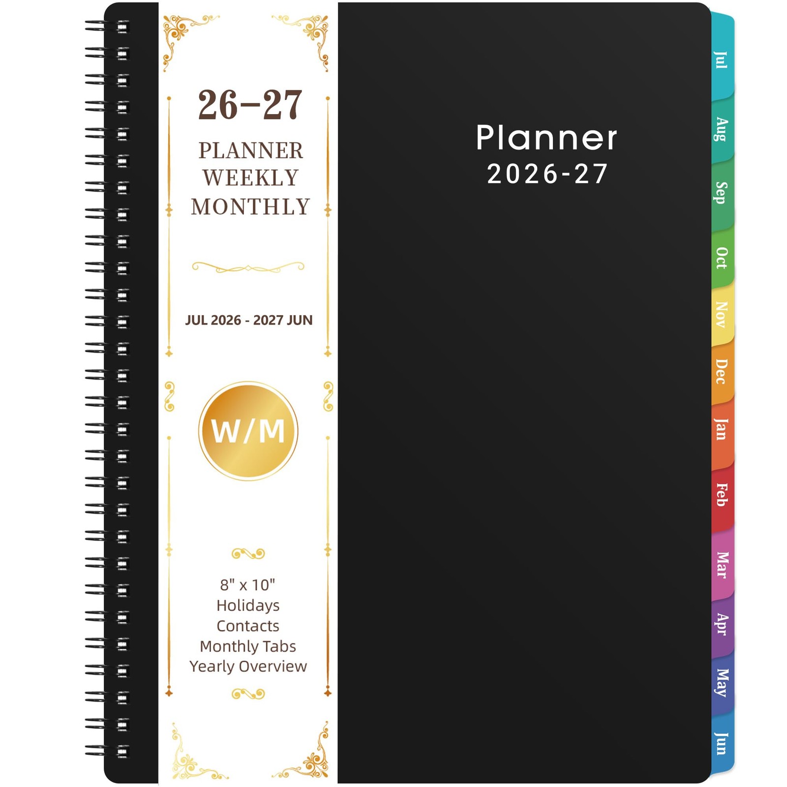 Planner 2026-2027 – 8” x 10”, JUL 2026 to JUN 2027, x black