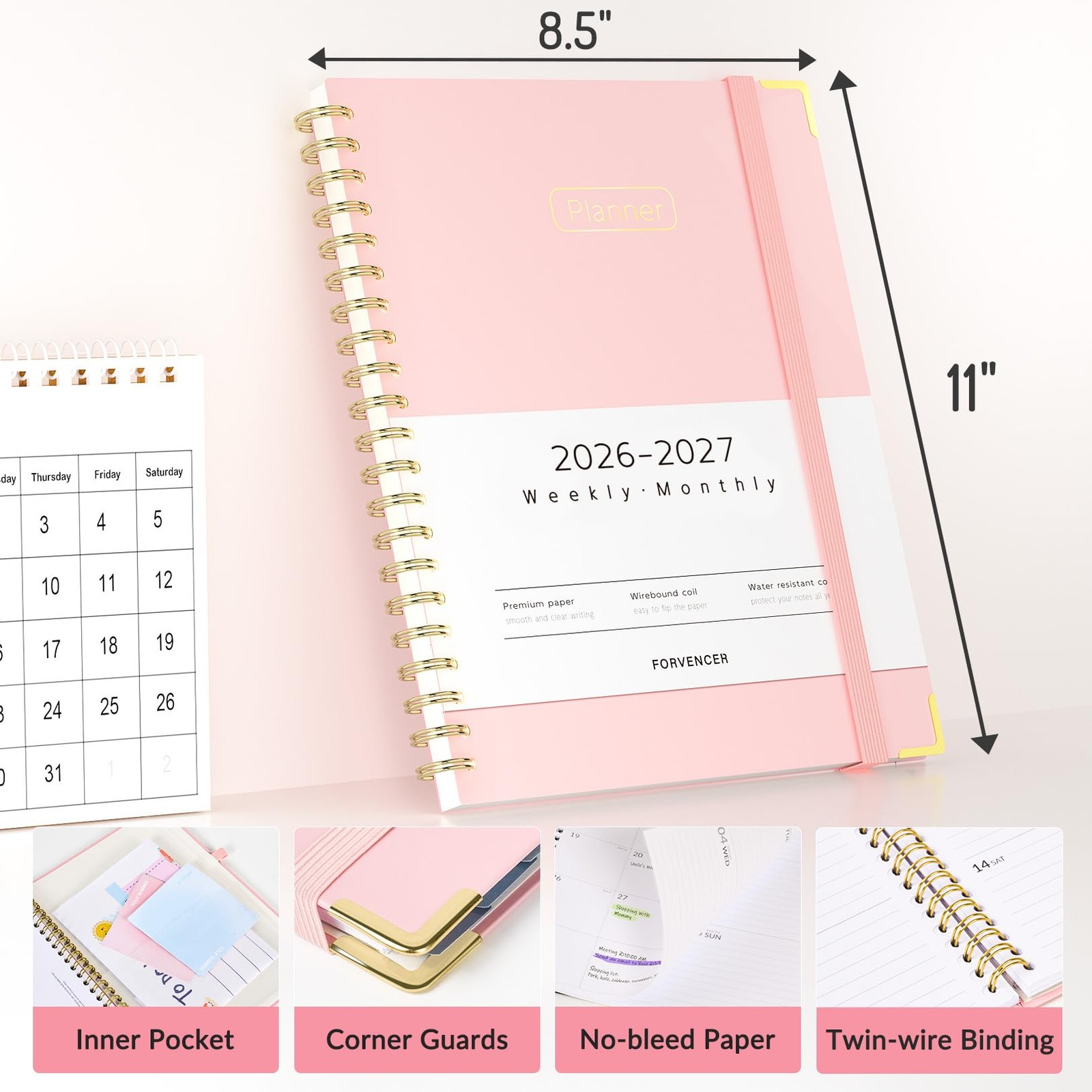 Academic Planner 20262027 Weekly Monthly Hardcover 8.5×11 Student Teacher Organ