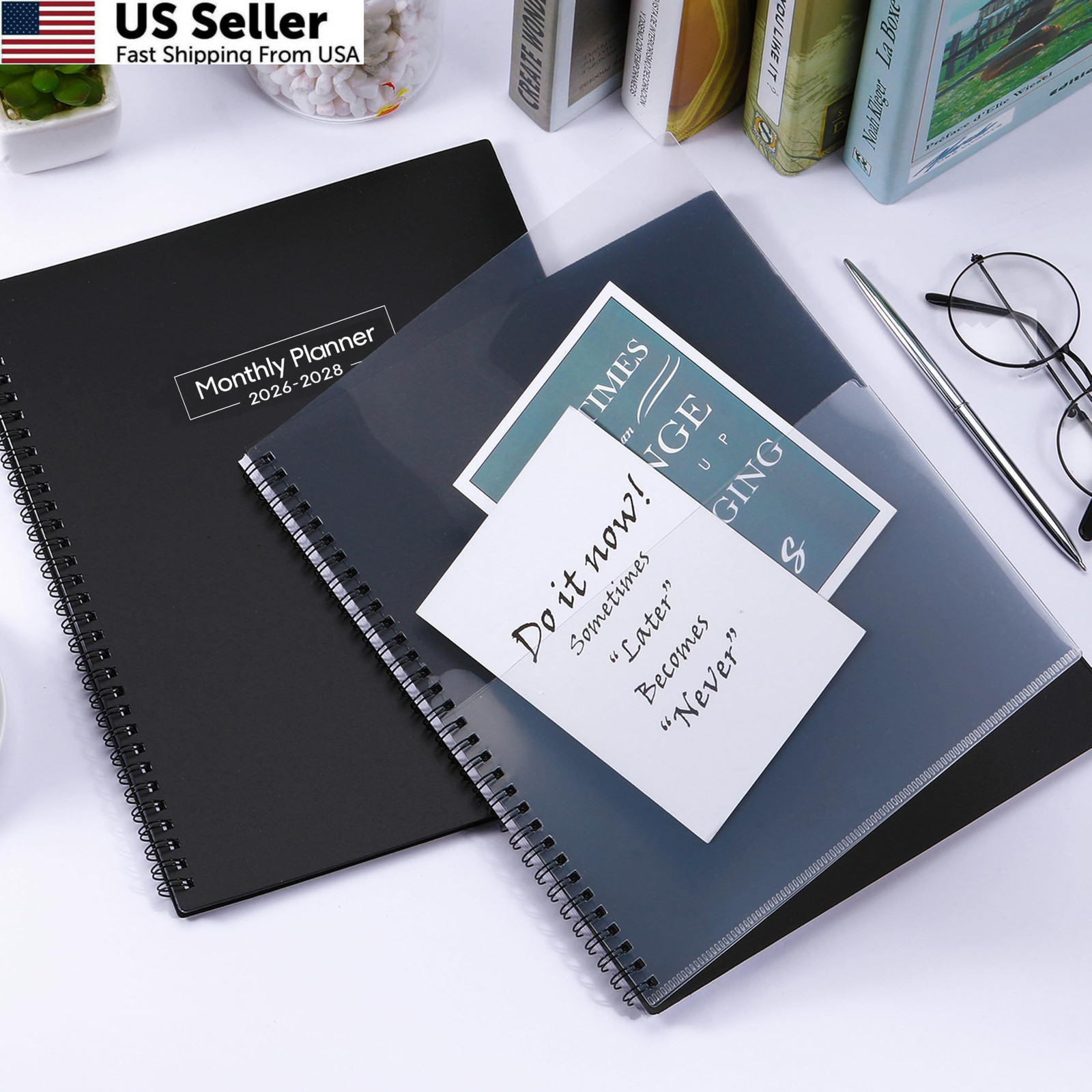 2026-2028 Monthly Planner – from July 2026 to Large, Black