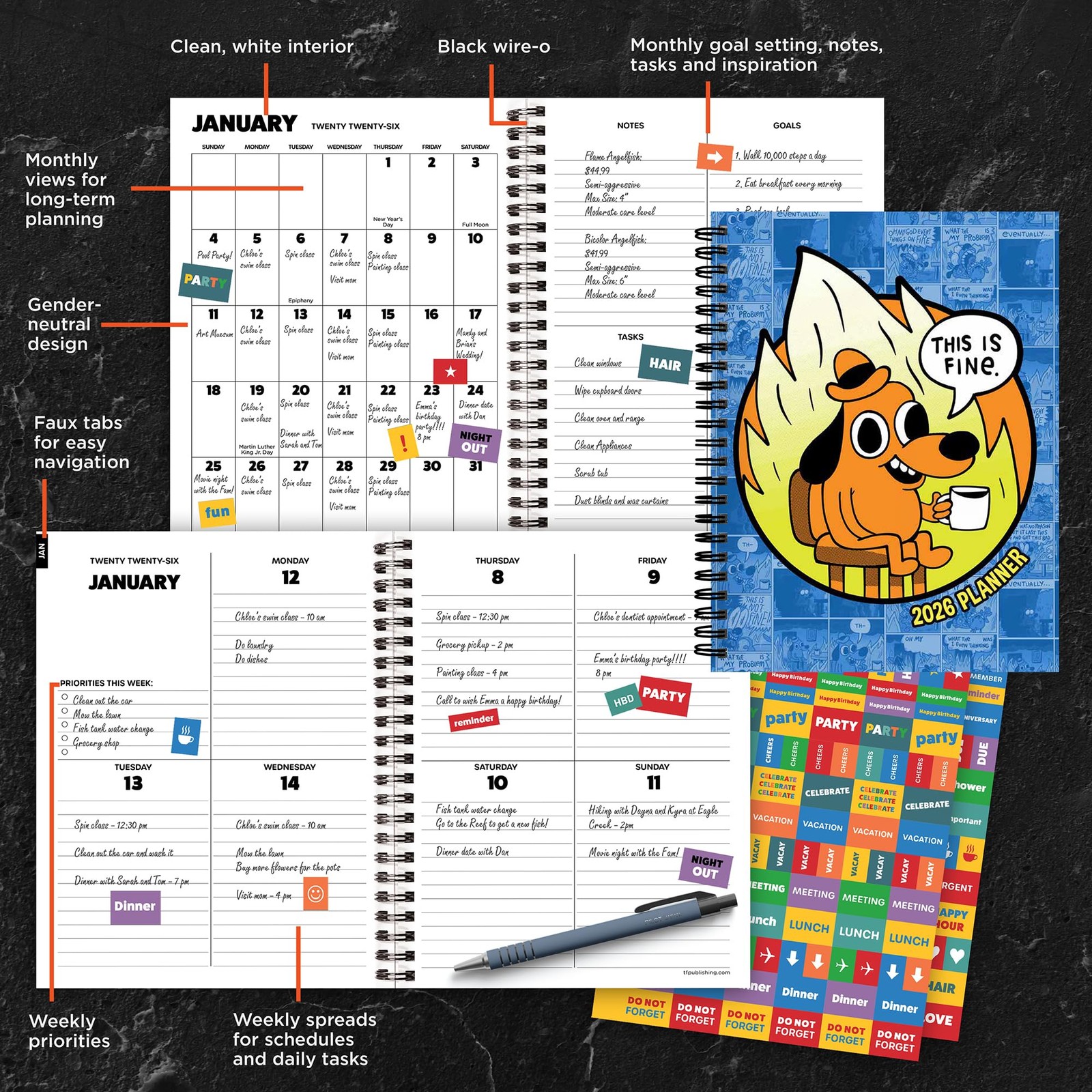 TF Publishing 2026 This is Fine Medium Weekly Monthly Medium,
