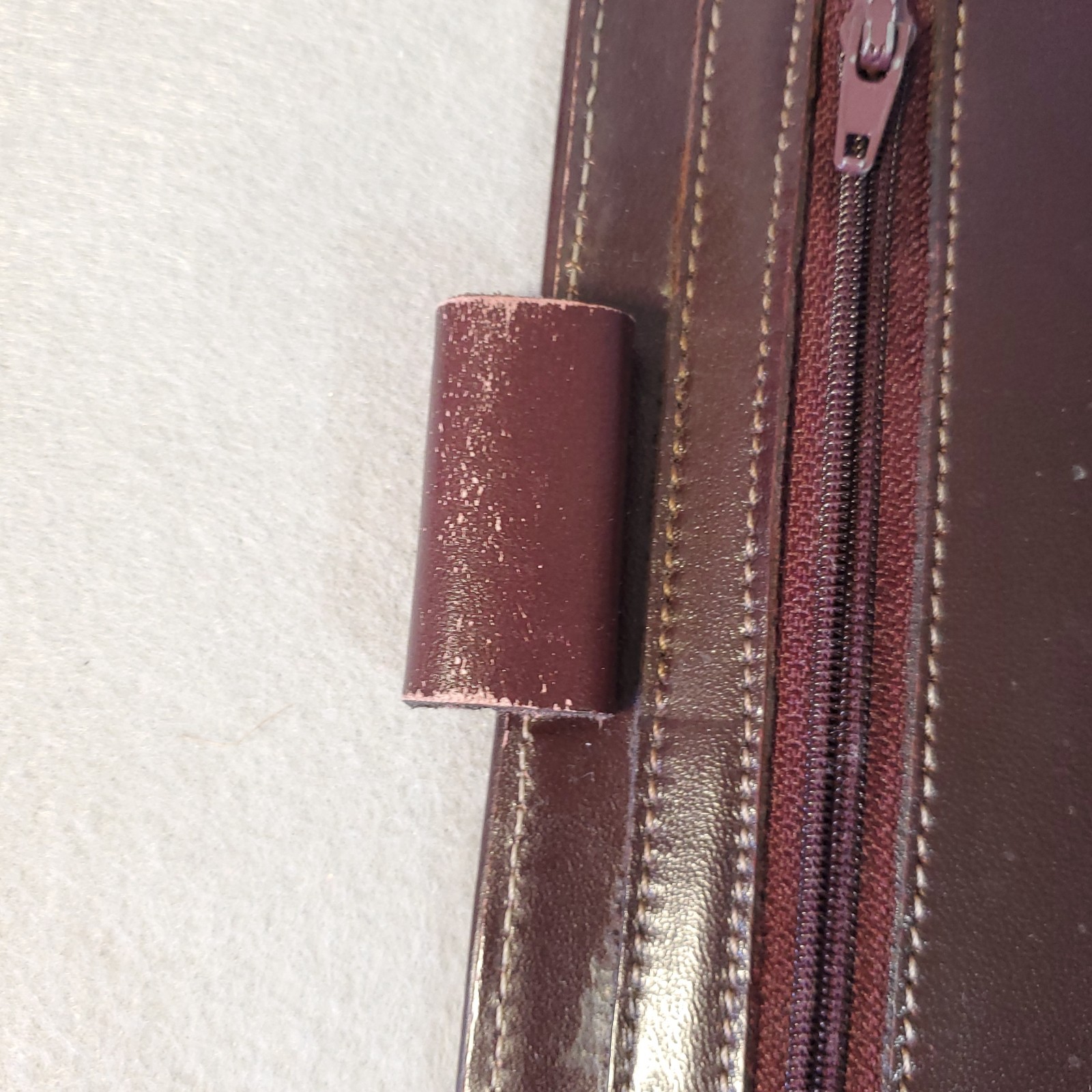 Franklin Full Grain Leather Day Timer Planner 7 Ring Red Brown Binder Vtg *READ*