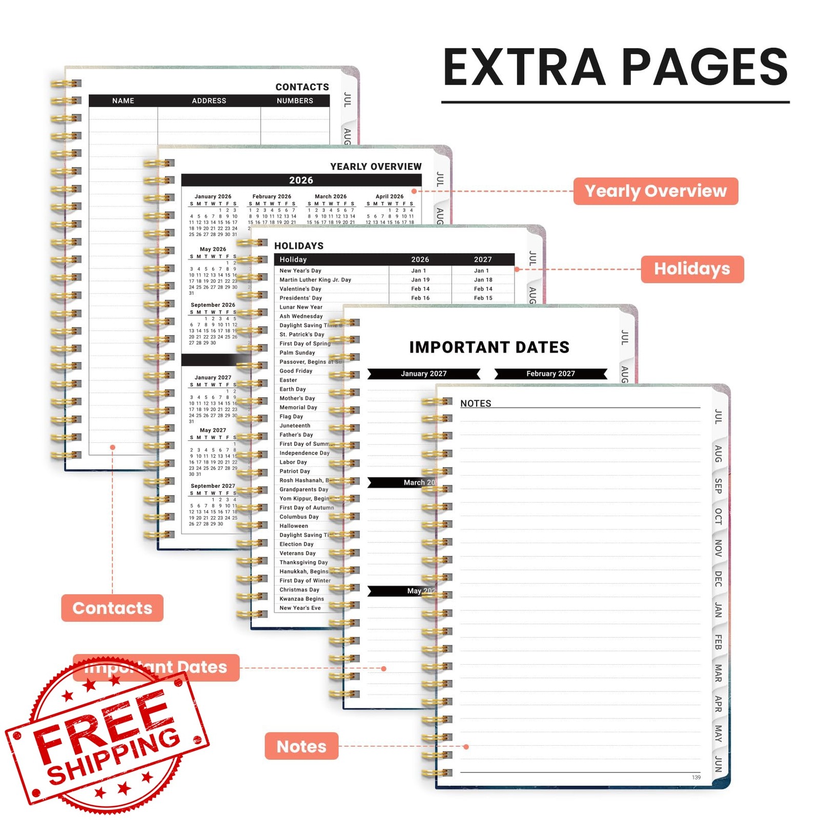 ZOTIA Planner 2026-2027 A5 6.3″x8.5″ Sunset