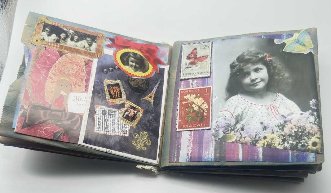 Hand Made Junk Journal 6×5 Inches Memories Themed Medium Is Brown Paper Bags