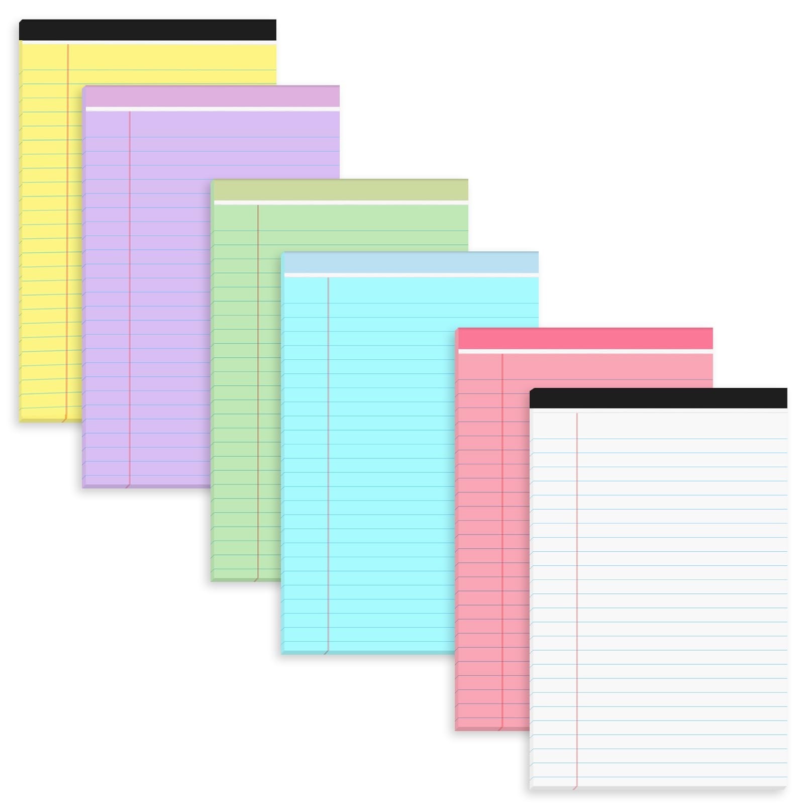 Utron 6 PCS Small Legal Pads 5×8 Colorful, Narrow Ruled Small Note Pads 5×8, …