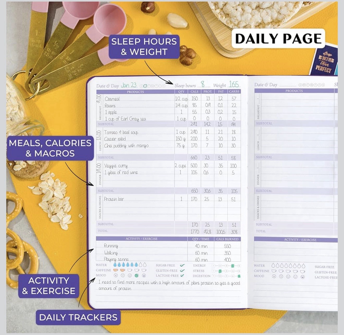 Legend Planner Wellness Planner Pocket Size 3.9×6.3″ Purple, Lifestyle NEW