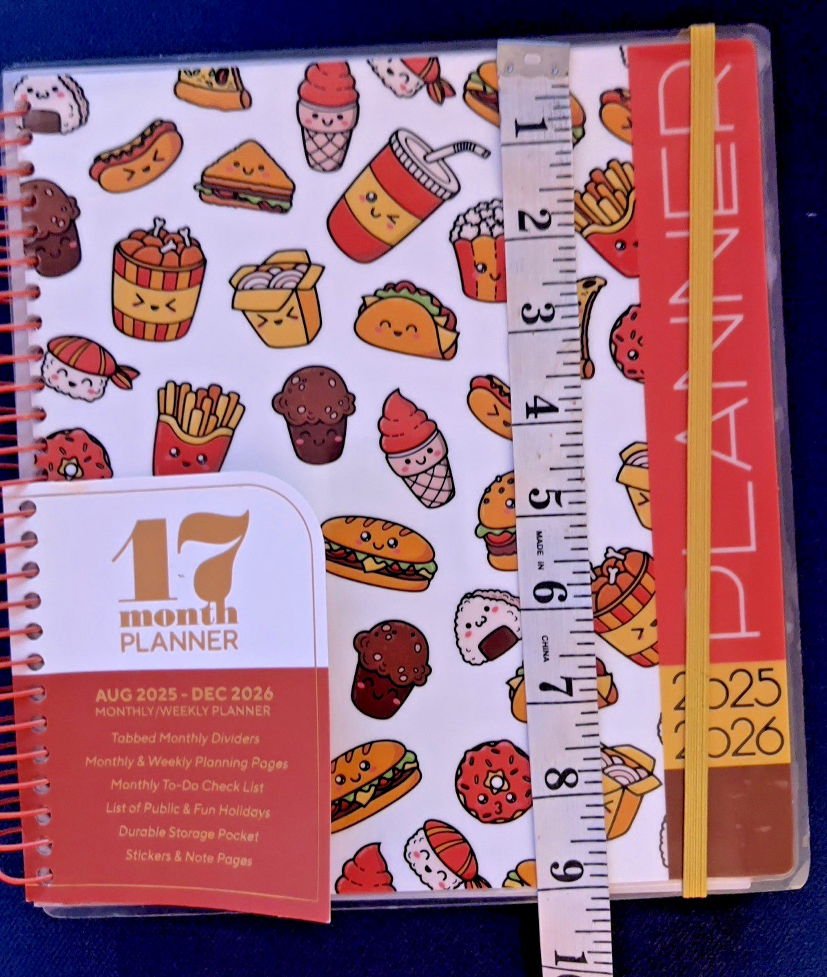 17 Month Planner FAST FOODIE Aug 2025 – Dec 2026 Weekly Planning Note Page Gift