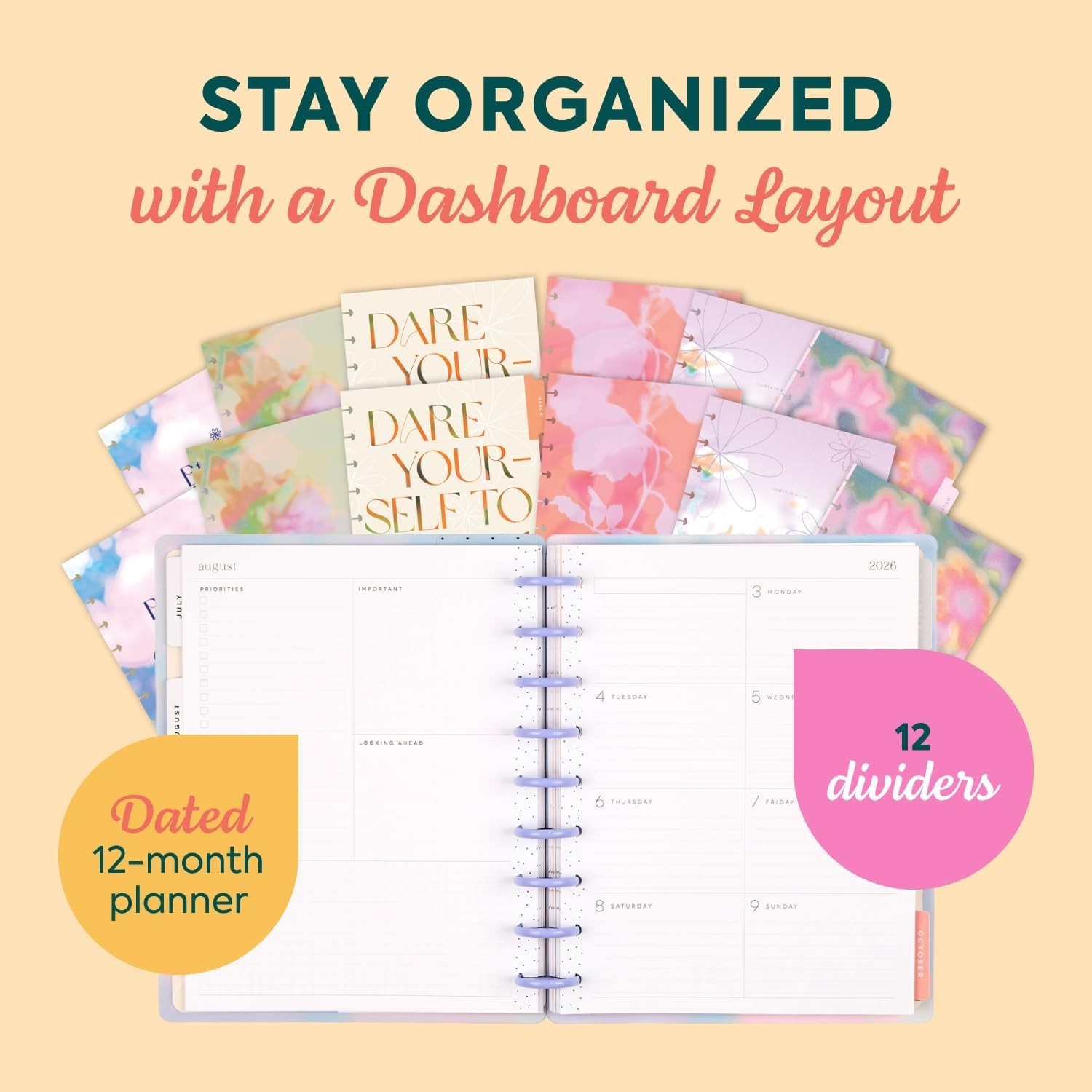 Happy Planner Disc-Bound Planner July 2026–June 2027, Includes 3 Extra and 2…