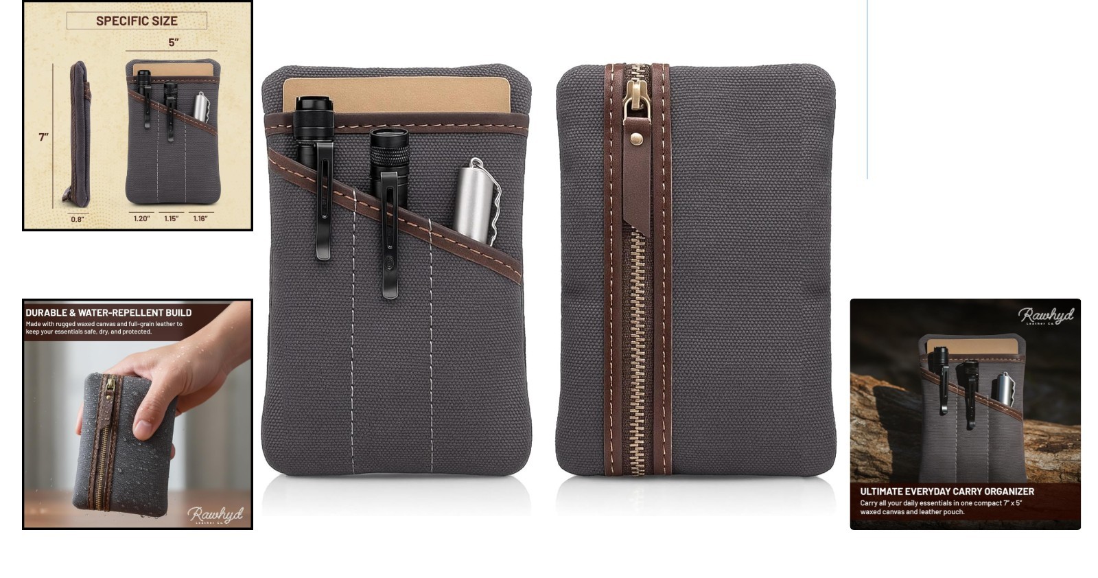 Gift-Ready Waxed Canvas EDC Pocket Organizer for Men – For the Modern Minimalist