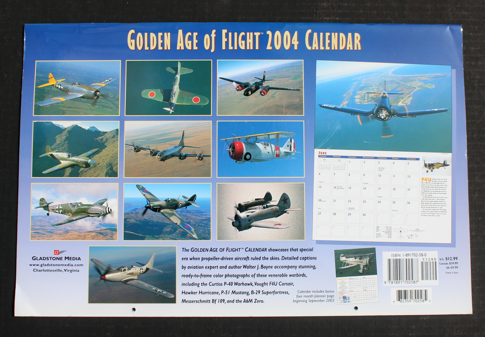 2004-2006 GOLDEN AGE OF FLIGHT-FLYING LEGENDS Wall Calendar MILITARY ARIRPLANES