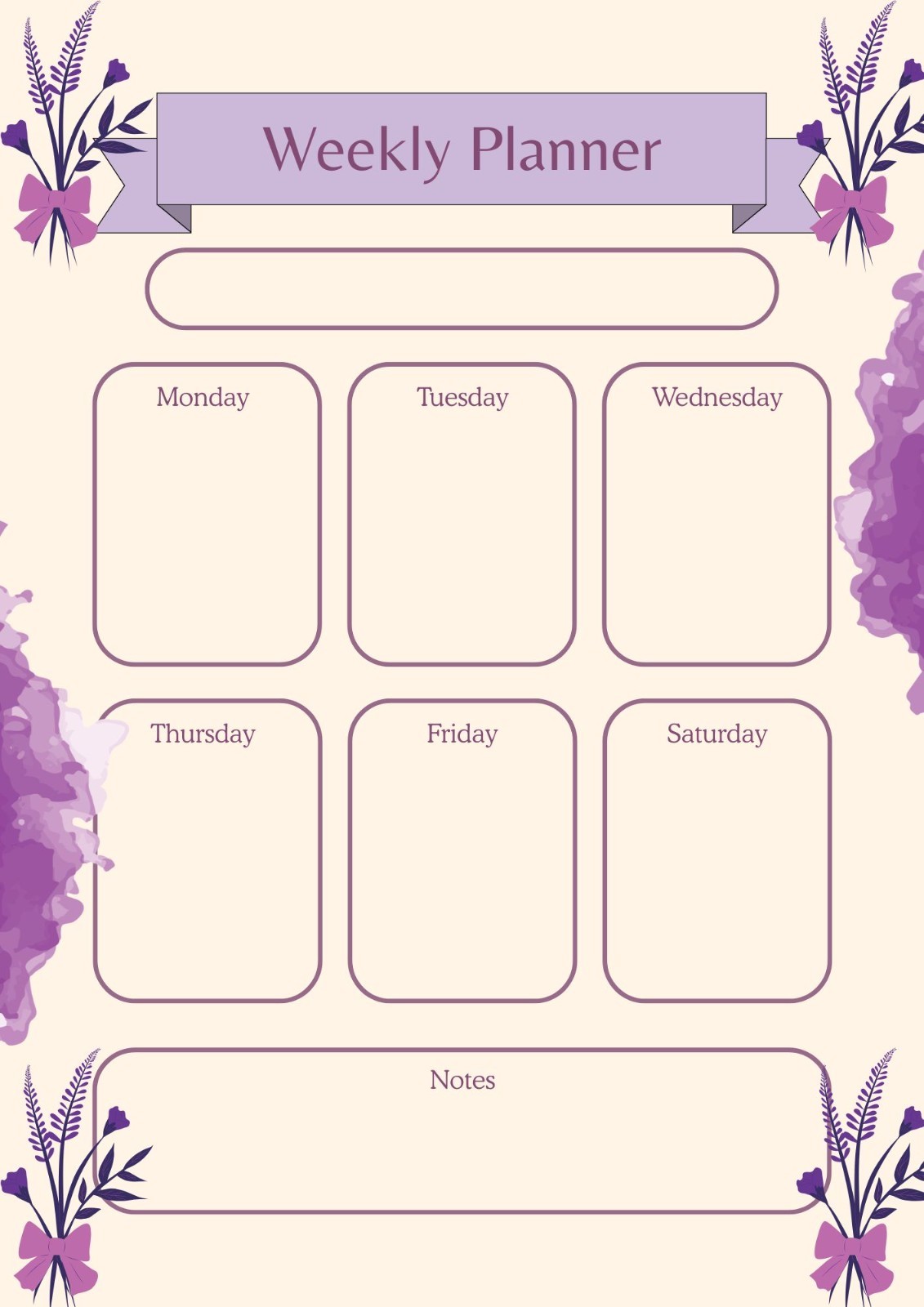 A4 Weekly Planner PDF Digital Printable – Digital File