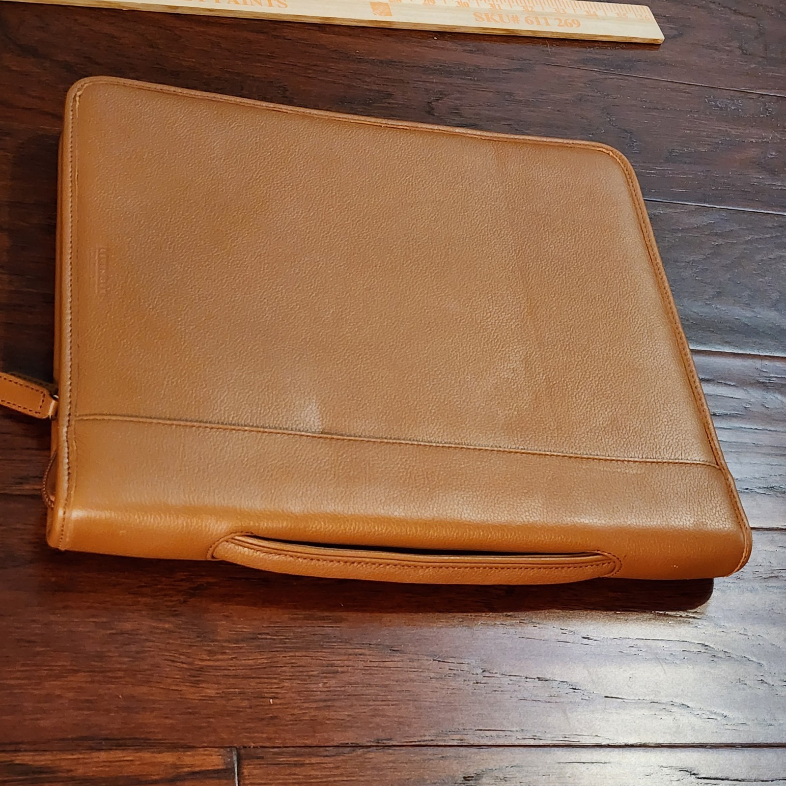 Levenger 12″ x 13.5″ Brown Leather Folio Full-Zip Portfolio Note Pad Handle