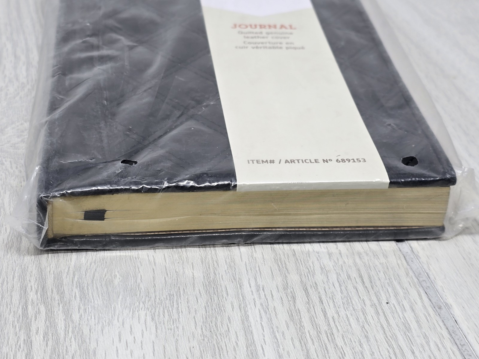 NEW M By Staples Journal, 8 1/2″ x 5 1/2″, Black Quilted Genuine Leather Cover