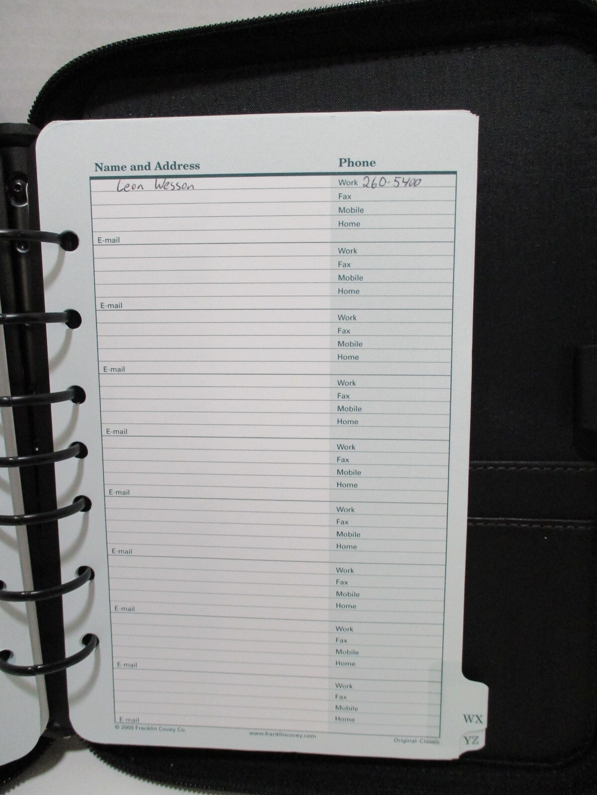 Franklin Covey Leather Planner Black Hard Cover with Zipper 7.5″ X 9.5″ 1996