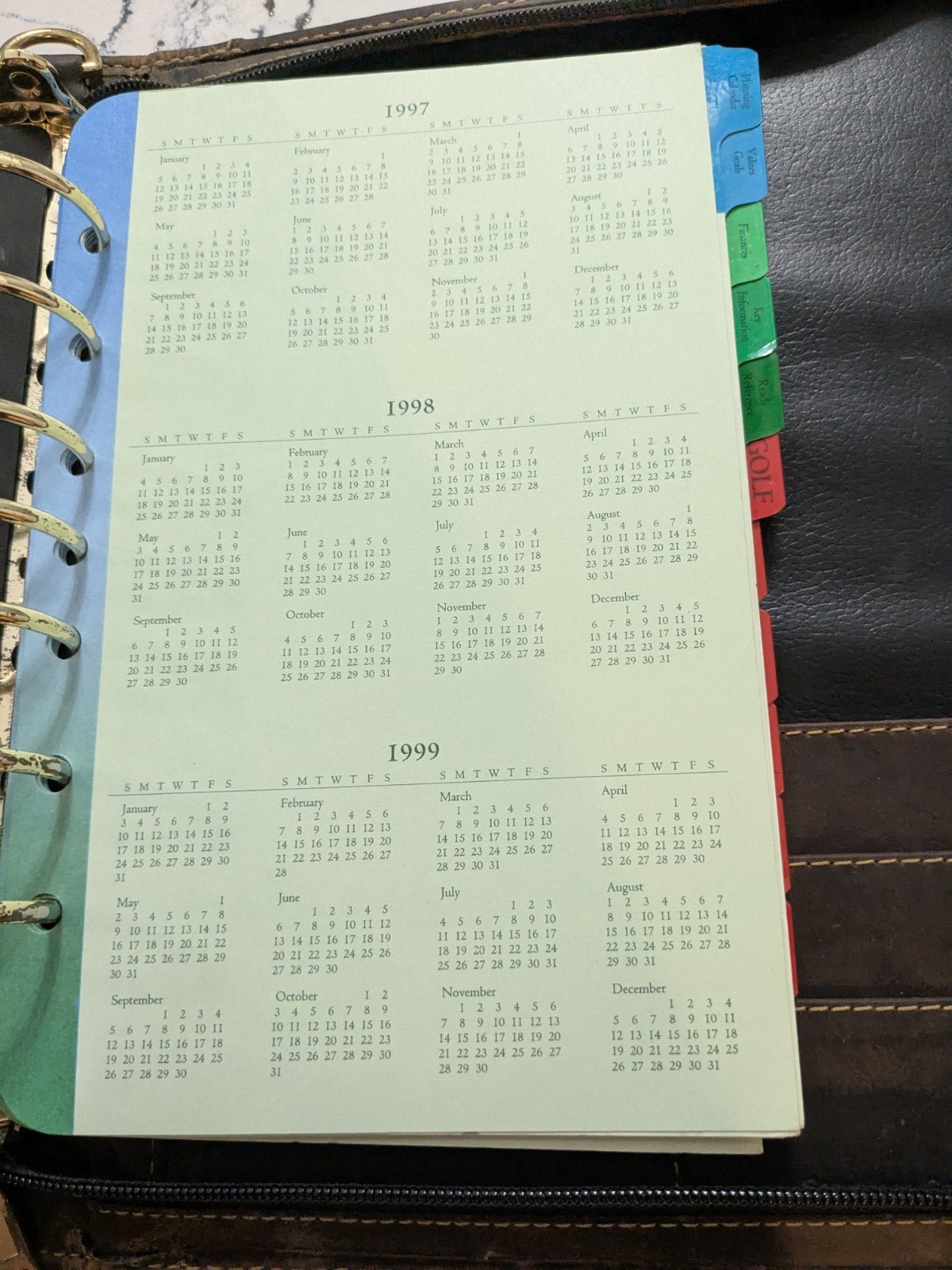 VTG Franklin Covey Brown Leather Zip Planner Folio Riverwood USA Made **READ**