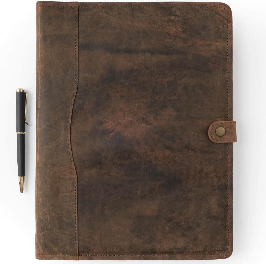 Leather Portfolio, Leather Binder with Pen, Leather Portfolio for Men and Women,