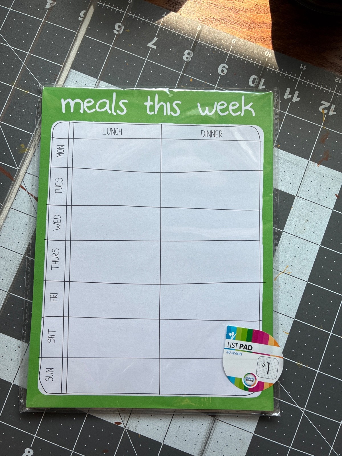 meals this week list pad