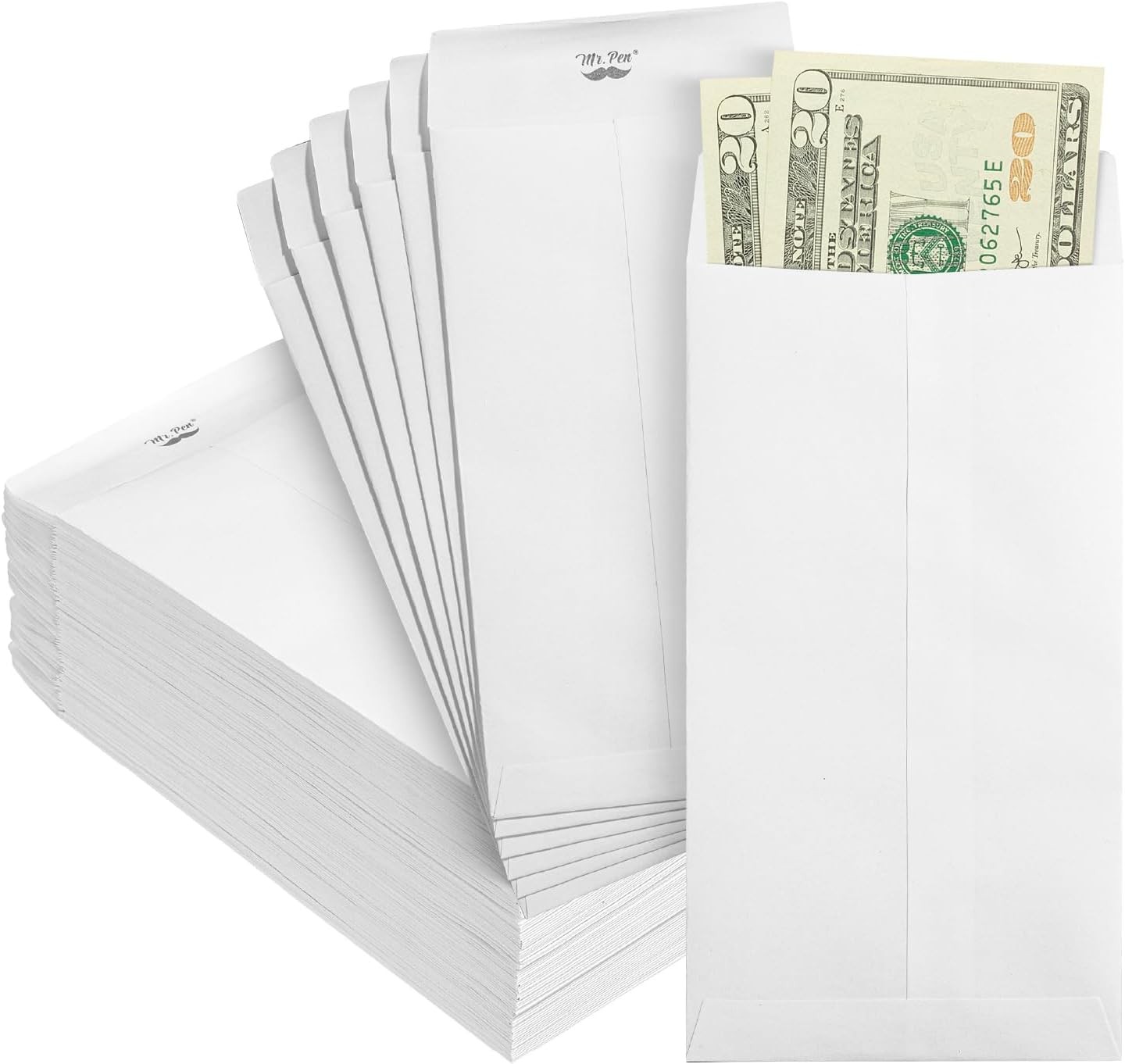 Mr. Pen- Money Envelopes for Cash, 100 Pack, 6.5″ x 3.5″, White, Small Money Sav
