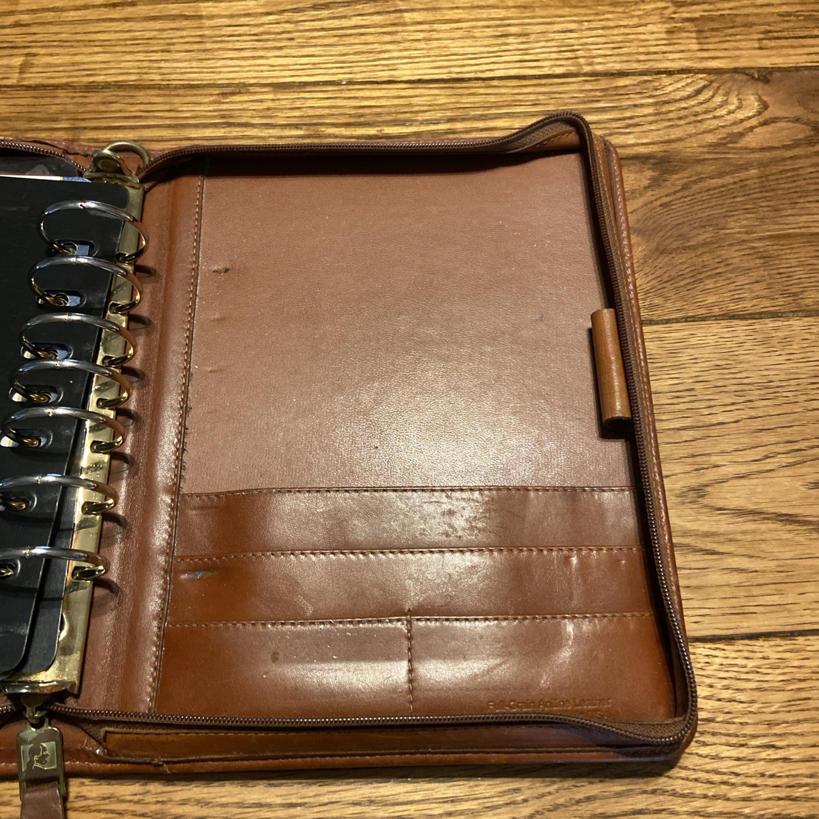 Vintage Franklin Quest Full Grain Aniline Leather Zip Planner Organizer Binder