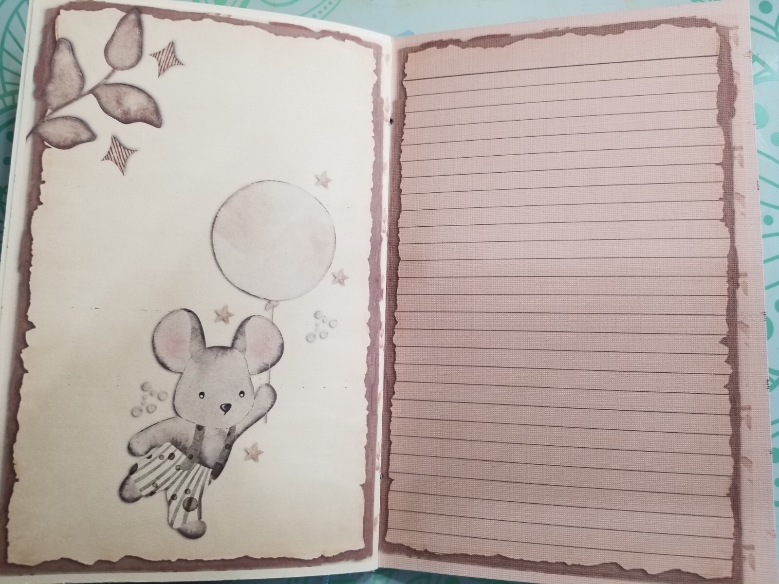 Junk Journal Blank Booklet “BABY BOY” HANDMADE Baby Album, LG 8.5″x5.5″ 40pgs