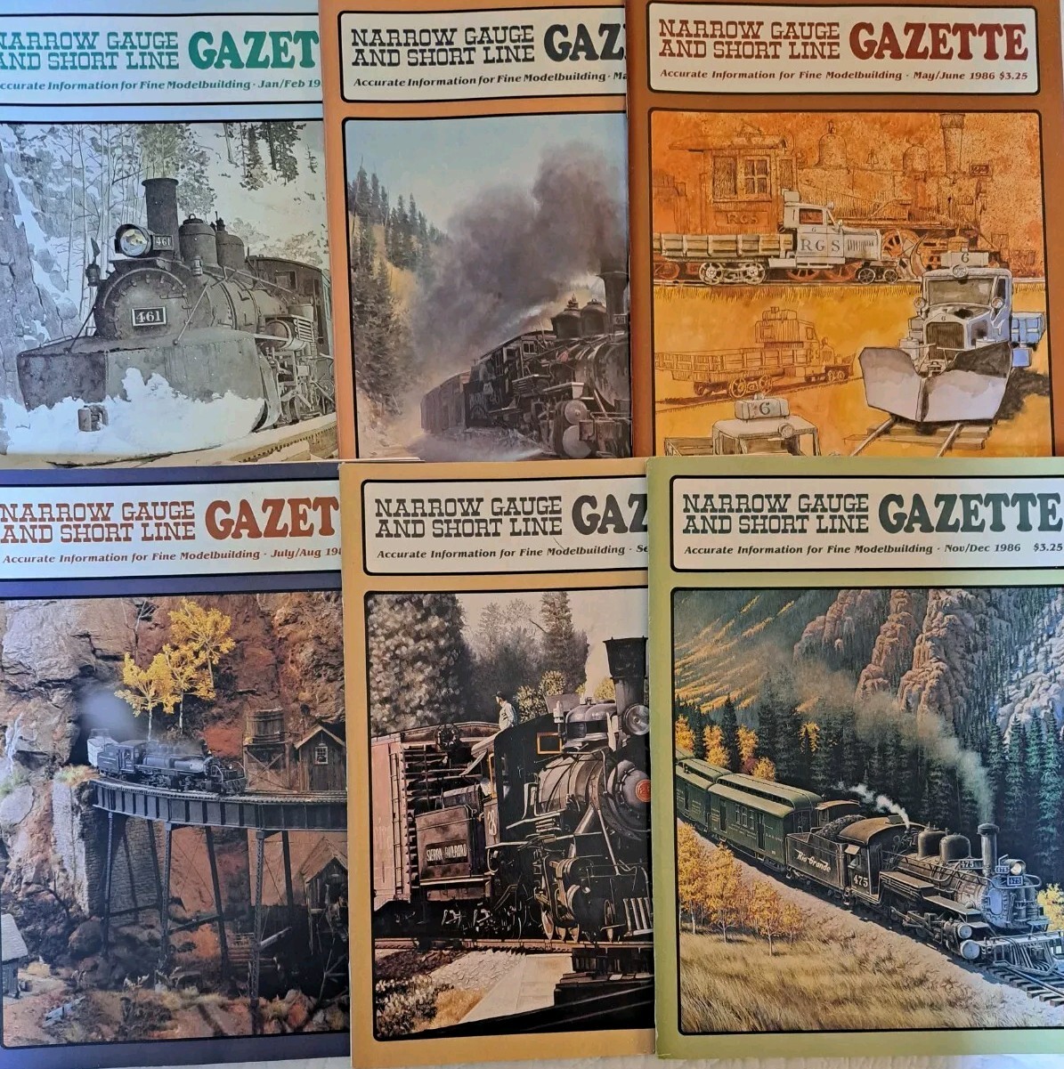 1986 Narrow Gauge And The Short Line Gazette Magazine Complete Set Of 6