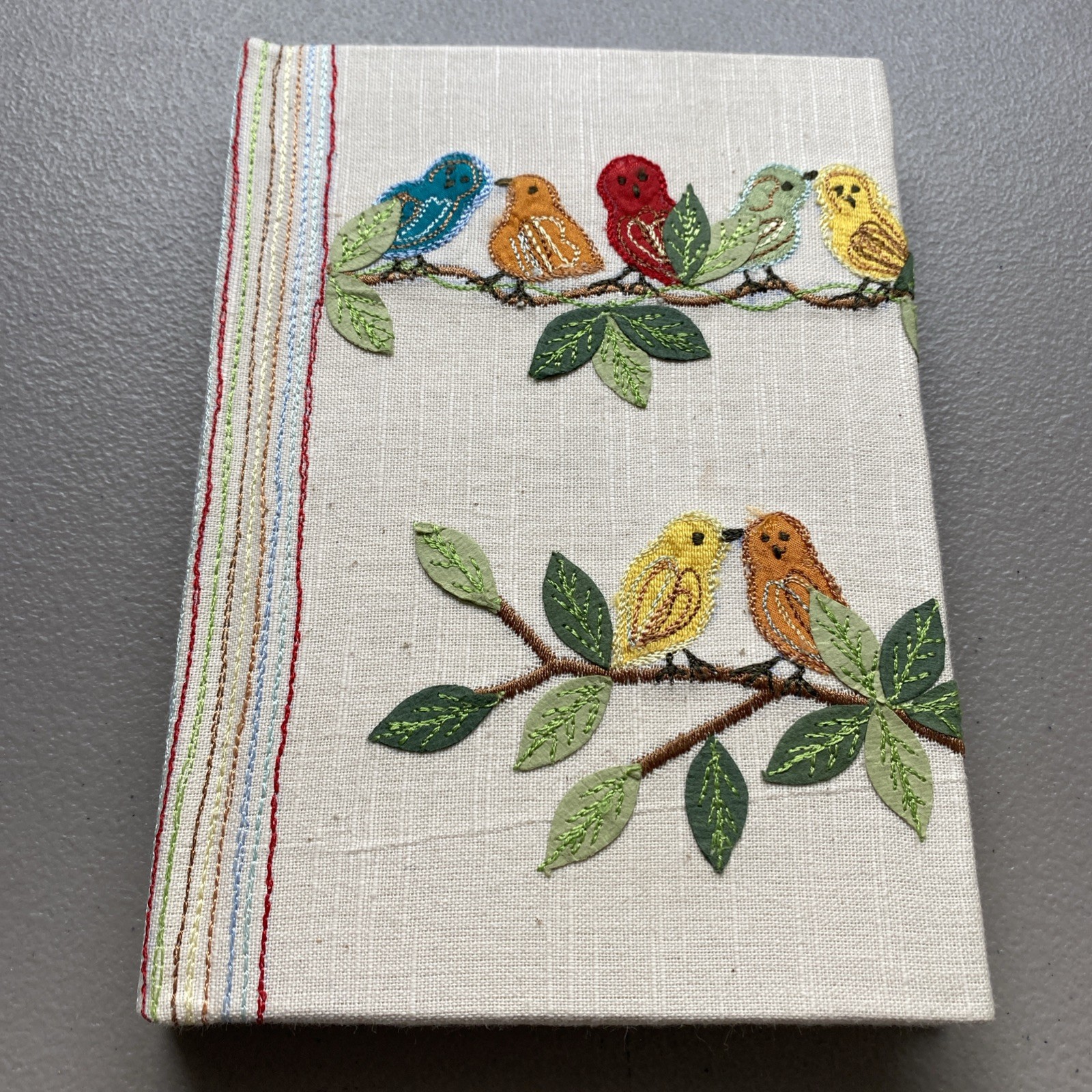 Writing Journal Handcrafted Embroidered Birds On Tree Branches Diary NEW!