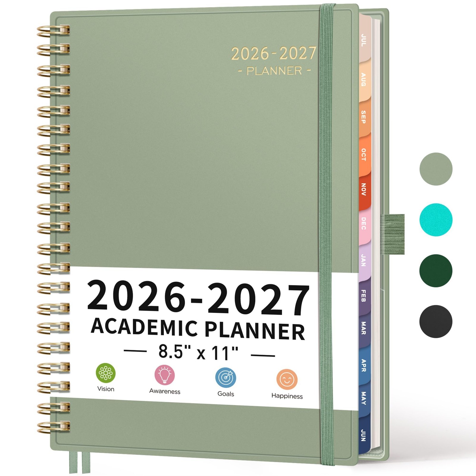 RETTACY Academic Planner 2026-2027, Weekly and 8.5″ x 11″, Light Green