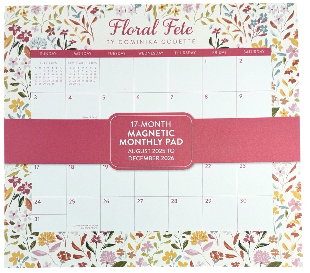 Orange Circle 2026 Magnetic Monthly Pad Weekly Calendar Planner FLOWER 9.5 X 8.5