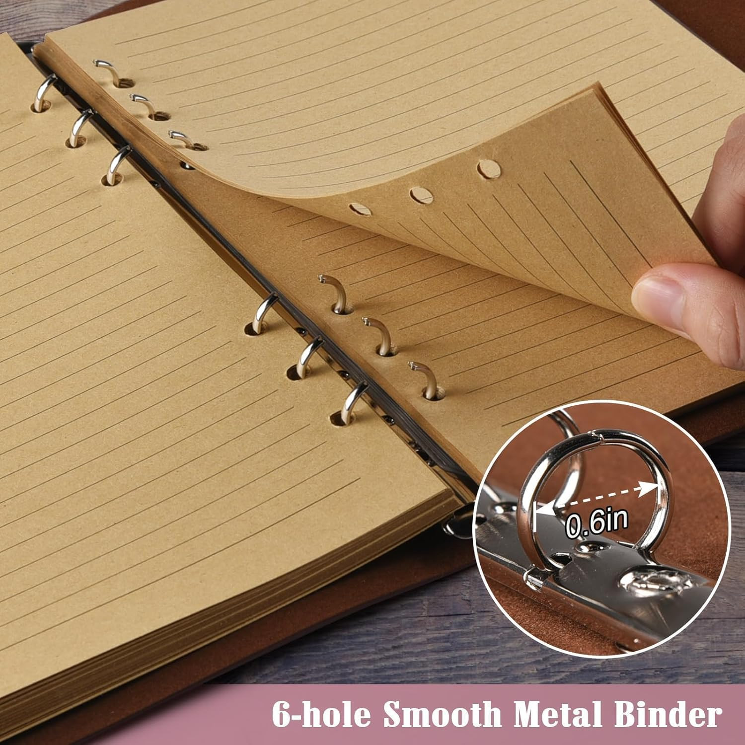 Leather Journal Notebook, Vintage Refillable Journal with 2 PVC Pockets, Travel