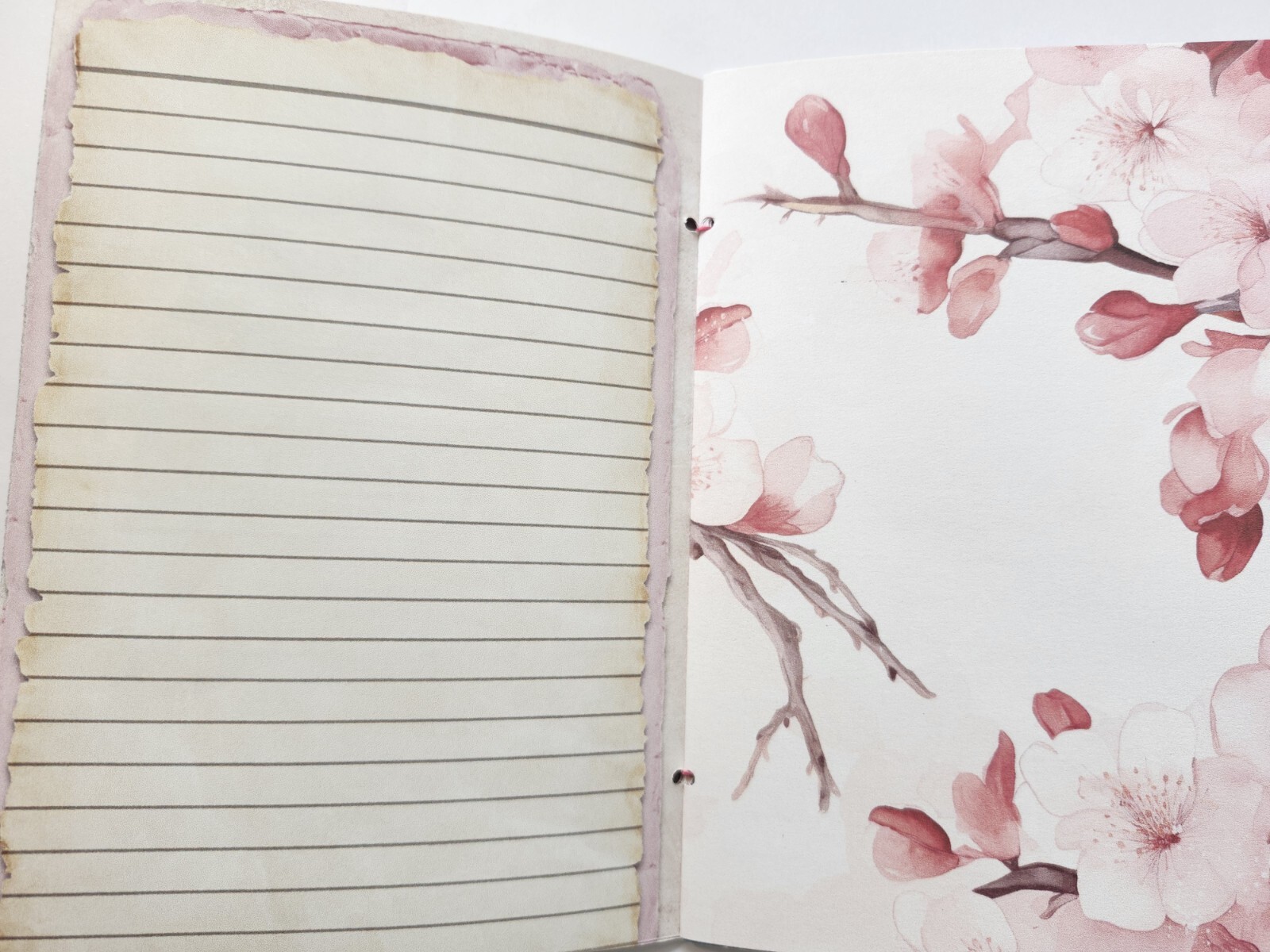 Junk Journal Blank Booklet “JAPANESE CHERRY BLOSSOMS” Handmade LG 8.5″x5.5″ 40pg