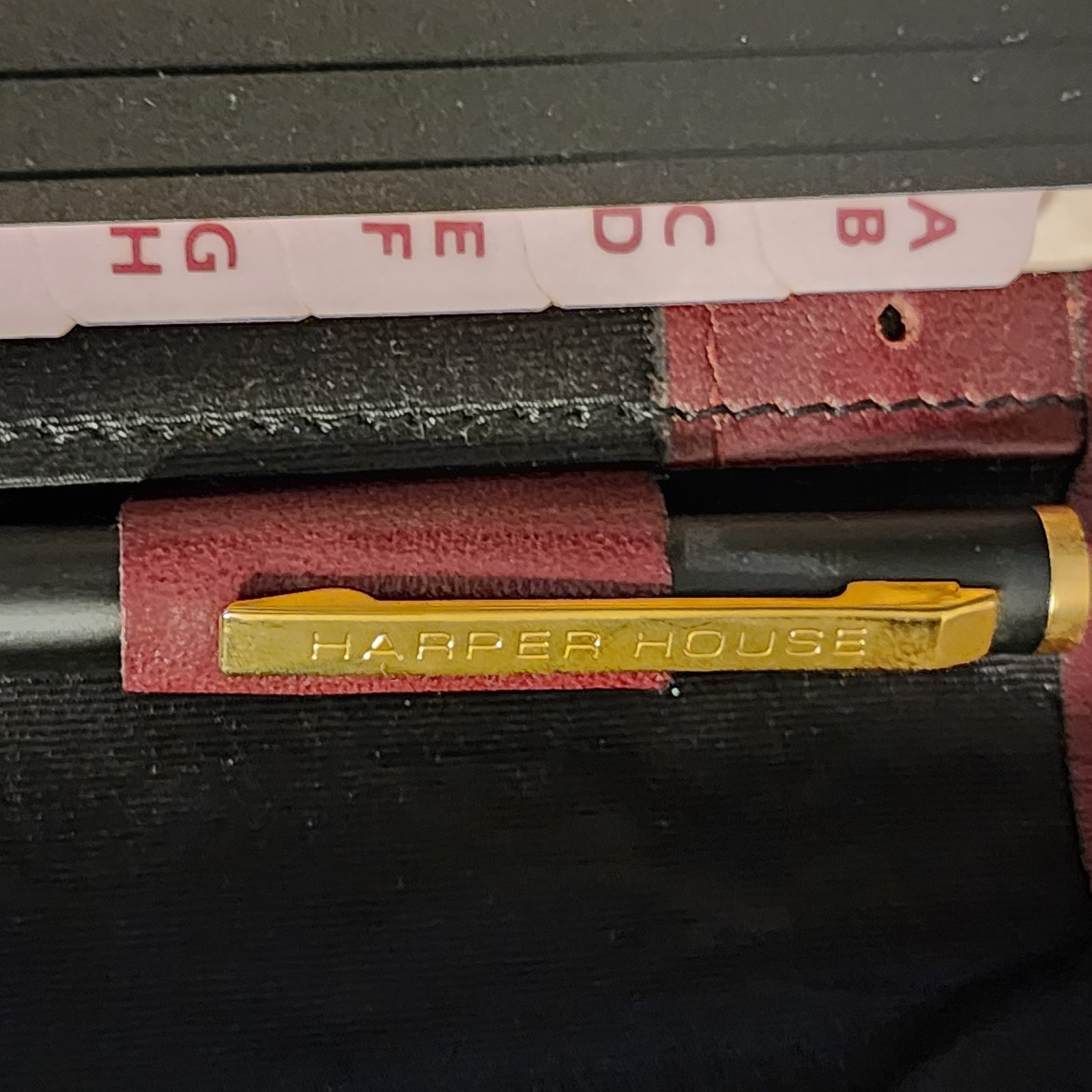 Vintage 1987 Harper House Genuine Leather Small Planner Agenda Burgundy w/ Pen