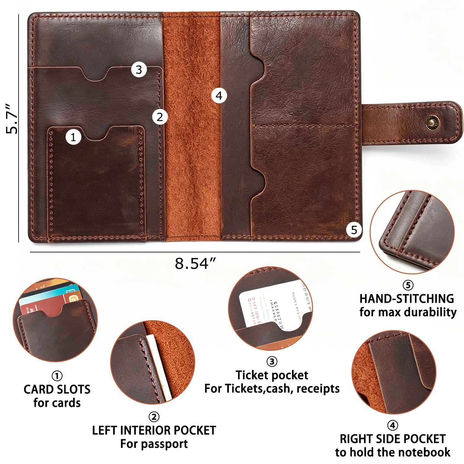 Genuine Leather Notebook Cover for Field Notes Moleskine Cahier, Handmade Vin…