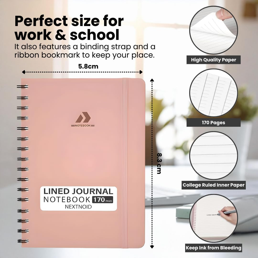 Lined Spiral Notebook Journal for Women & Men – A5(5.8″ X 8.3″) 170 Pages, Hardc