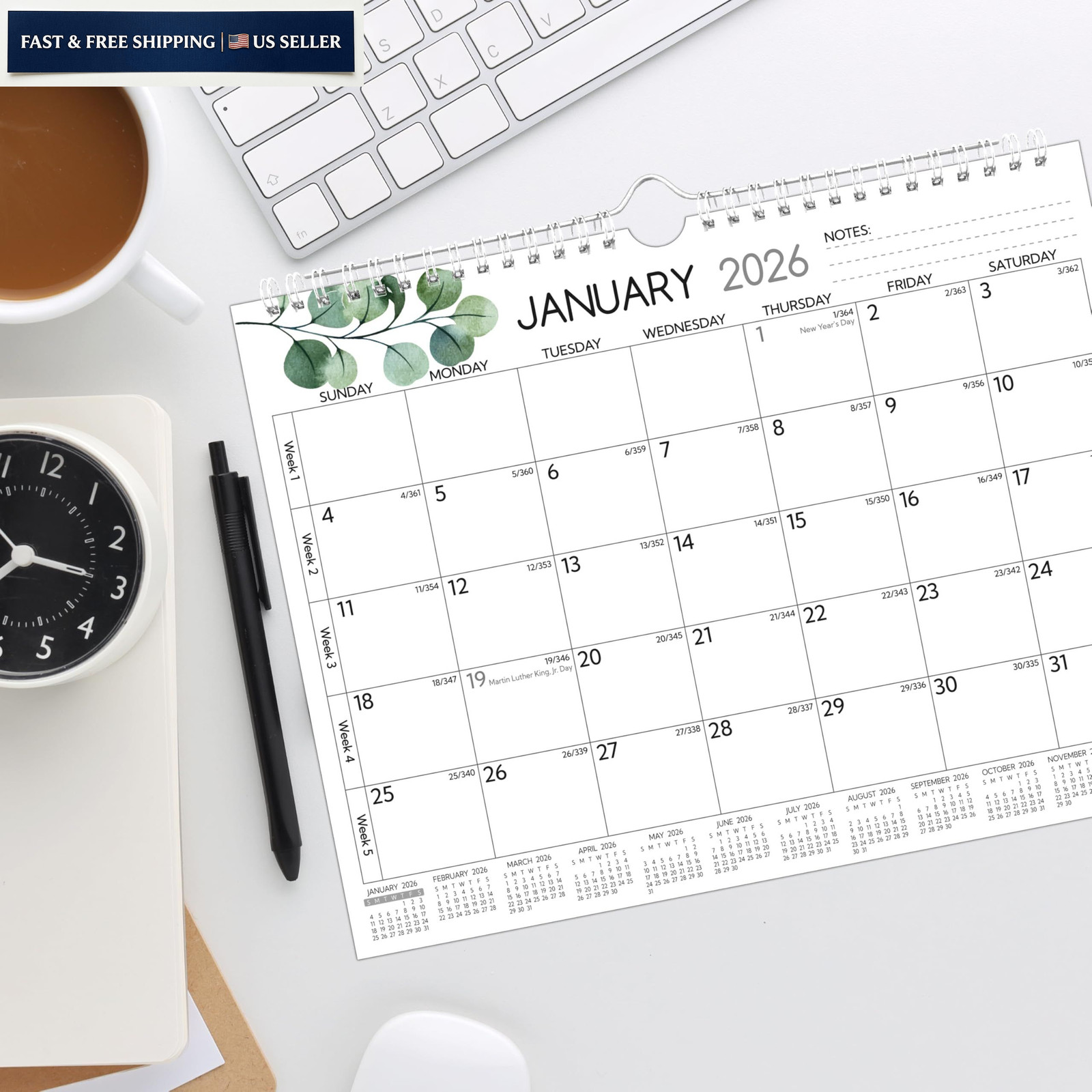 Wall Calendar 2026-2027 – Run Now to Jun 2027, 18 Monthly Calendar…