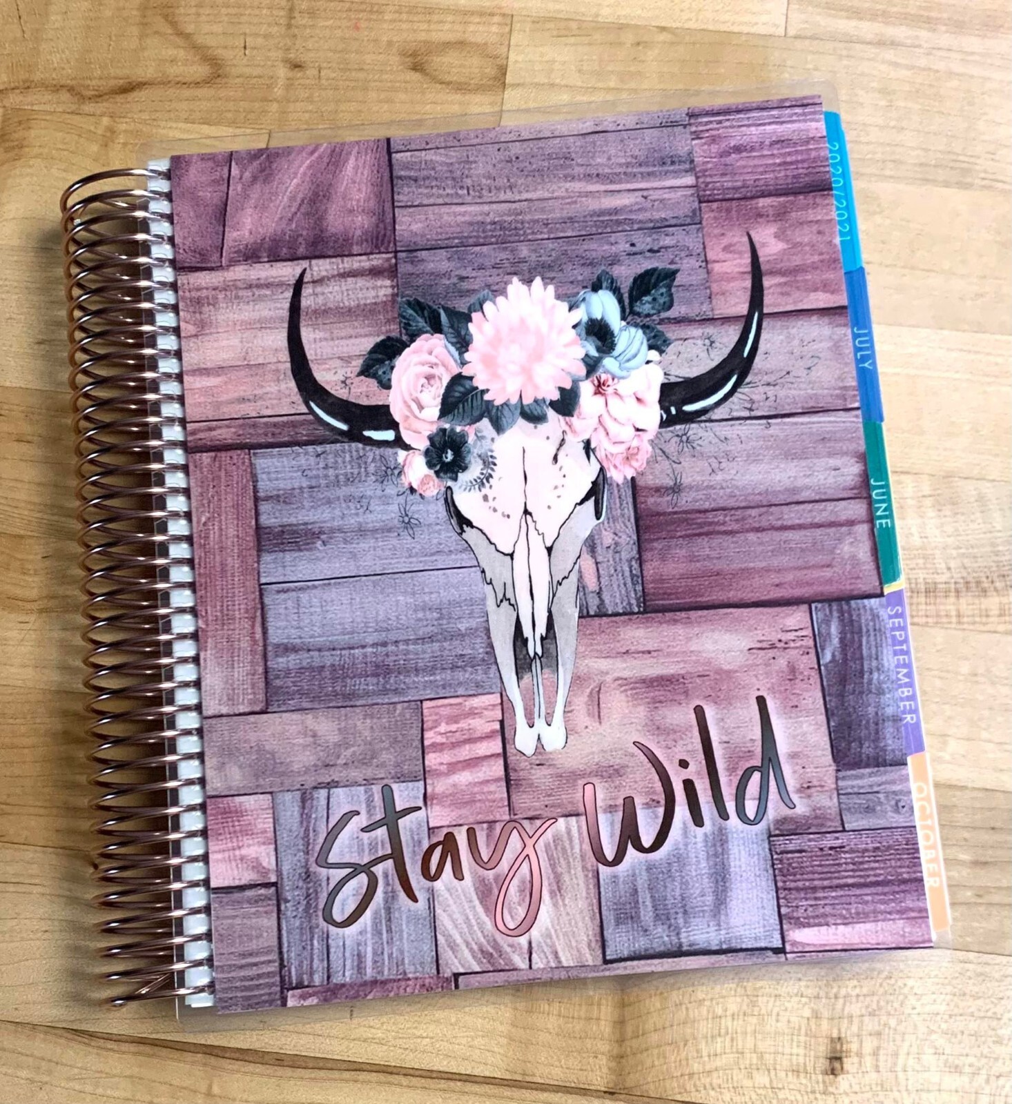 “Stay Wild” Flower Rose Bull Skull Cover Set 4 use w/ Erin Condren Life Planner