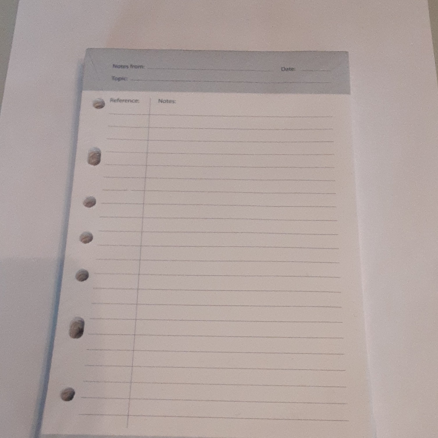 6-Hole Hole-Punched White Lined Notes Planner Refill Insert Pages
