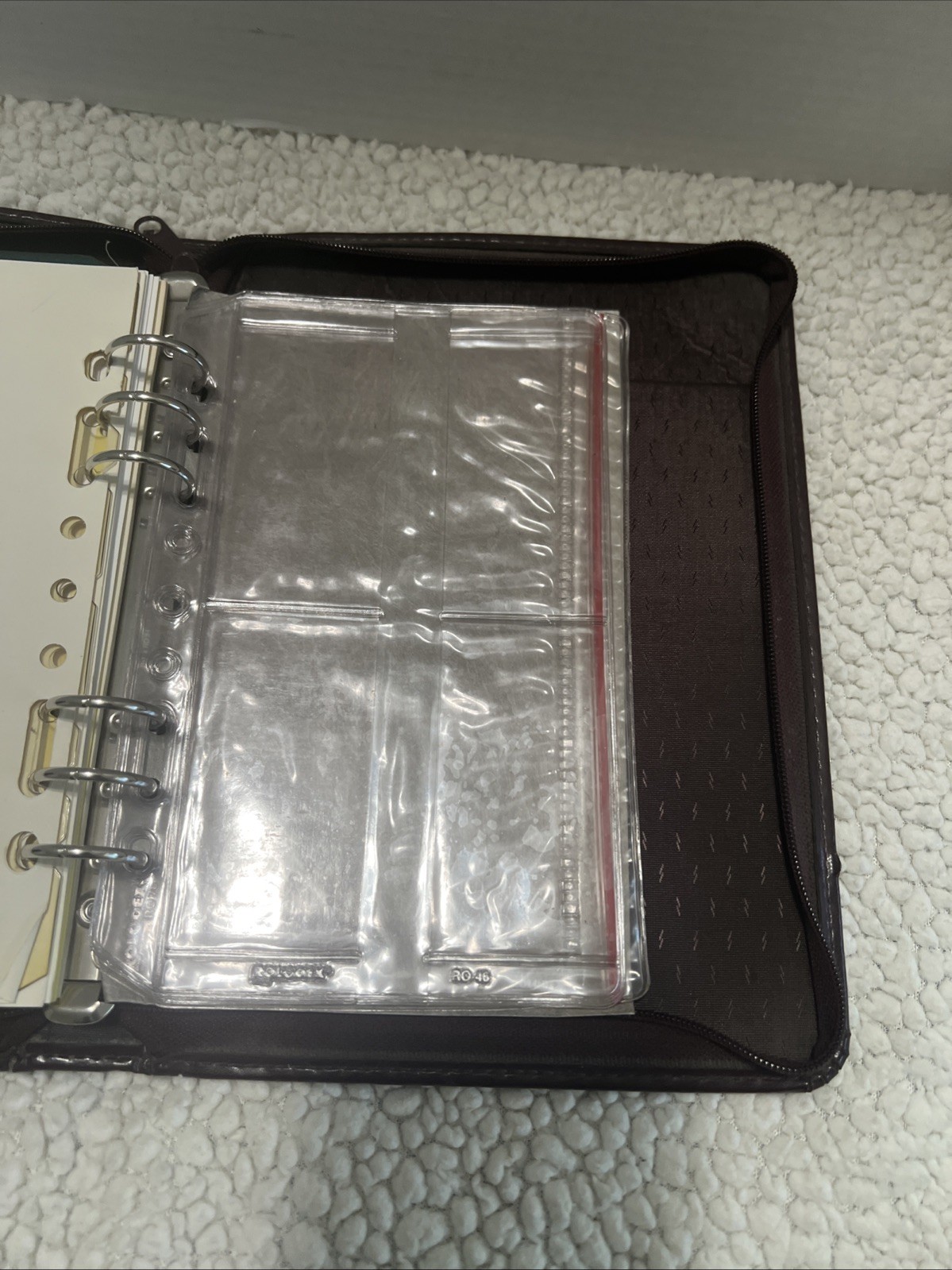 Notebook Planner Rolodex 8×10 Faux Leather 6 Ring Brown Solid 90s Zipper Case