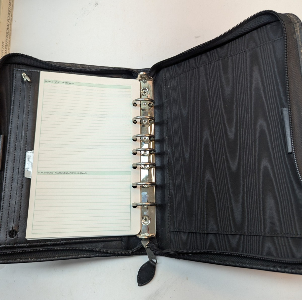Daytimer Black Genuine Leather Zippered Organizer 1994 Spiral Note