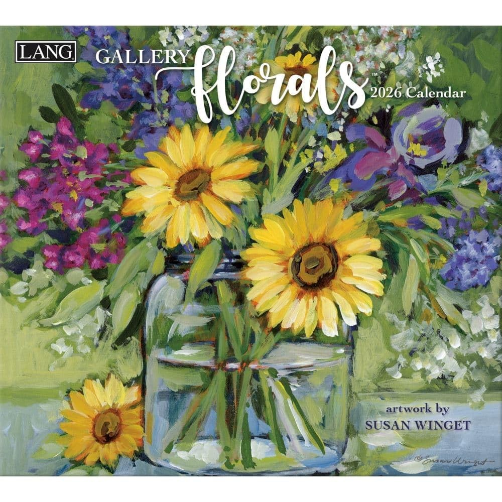 Lang, Gallery Florals 2026 Wall Calendar by Susan 12.5″W x 0.2″H, 2026